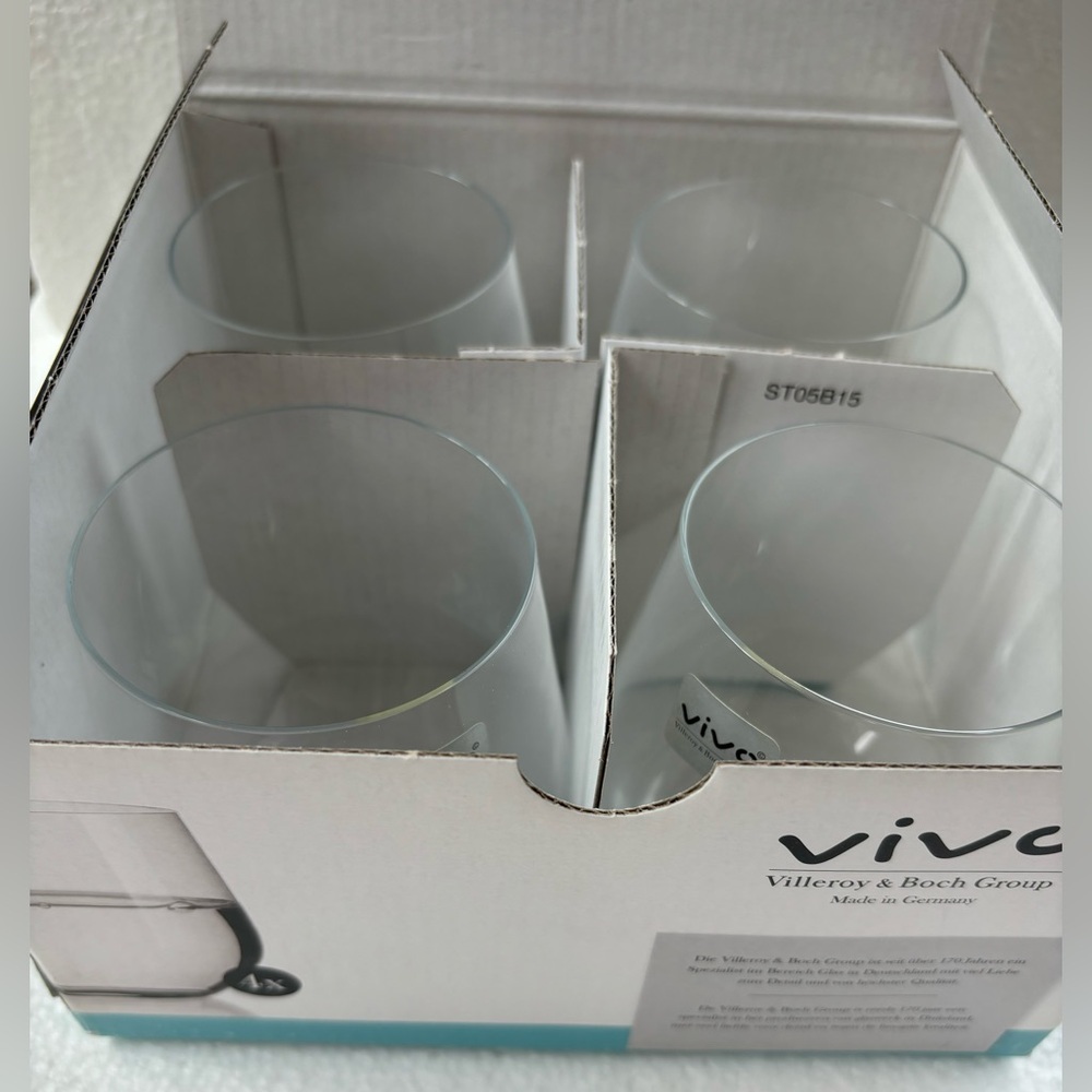 🥃NEW Villeroy & Boch VIVO Germany SET 4 WATER/Whiskey/WINE Crystalline GLASSES🥃